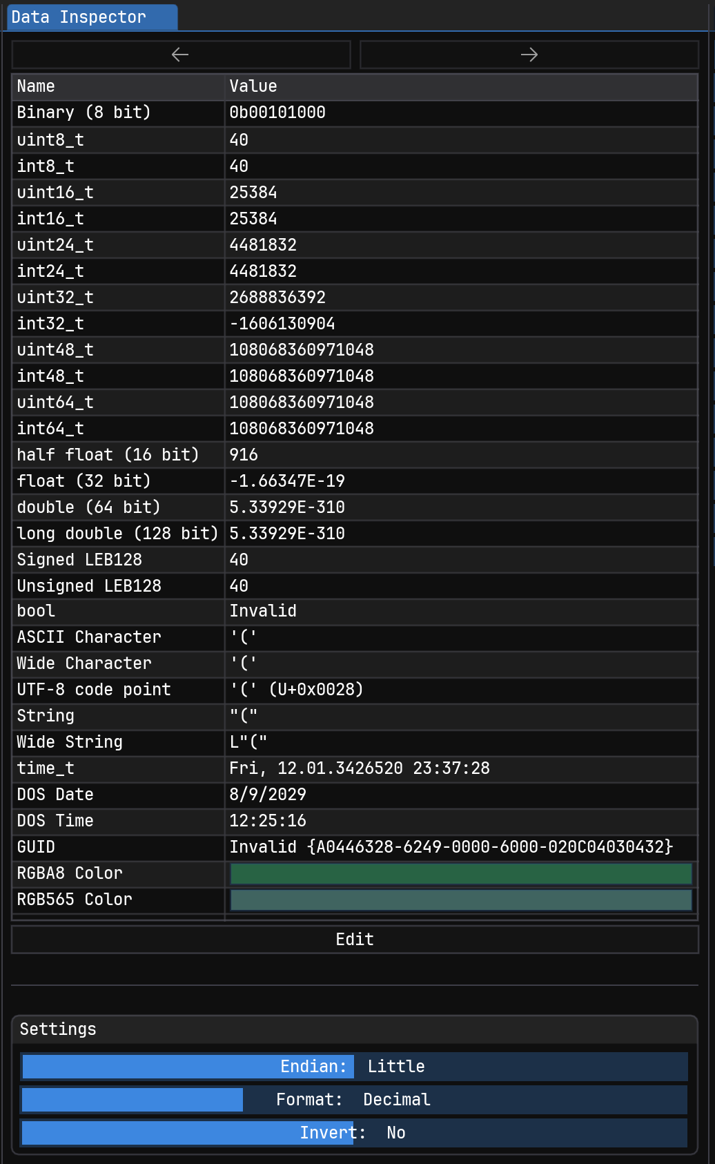 The Data Inspector View