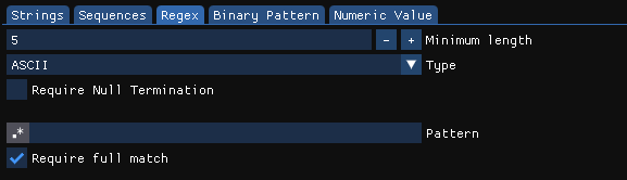 Regex search options