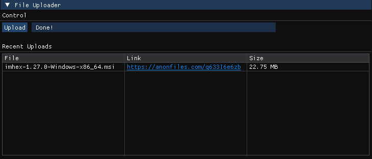 File uploader with a link to single file
