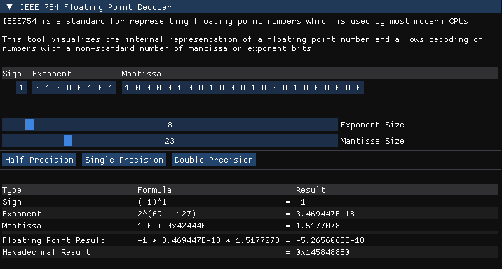 IEEE754 floating point decoder tool